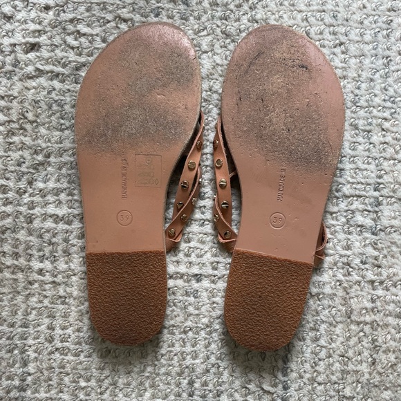 Ancient Greek Mirsini Studded Nails Flat Leather Thong Sandals Tan Gold 39 / 9 - Picture 8 of 8